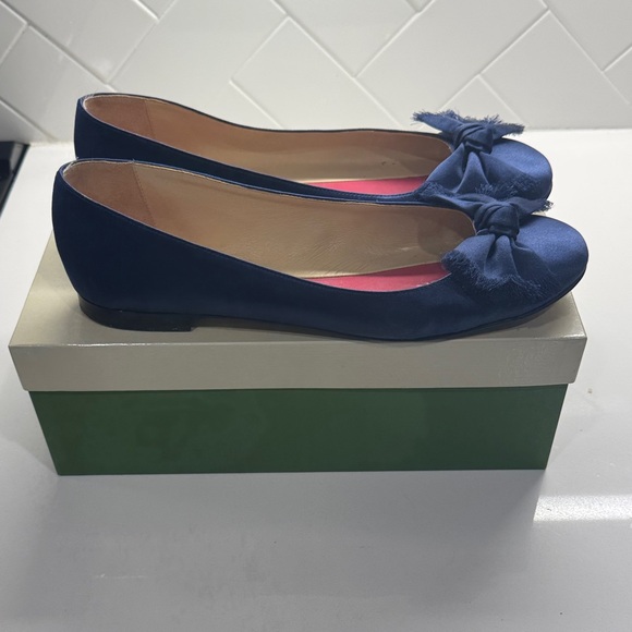 Kate Spade Blue Satin Flats with Bow - Picture 3 of 4